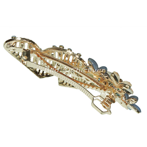 Haarclip Herzen & Blumen Haarspange Strass Metall Acryl champagner gelb türkis grau 5681b